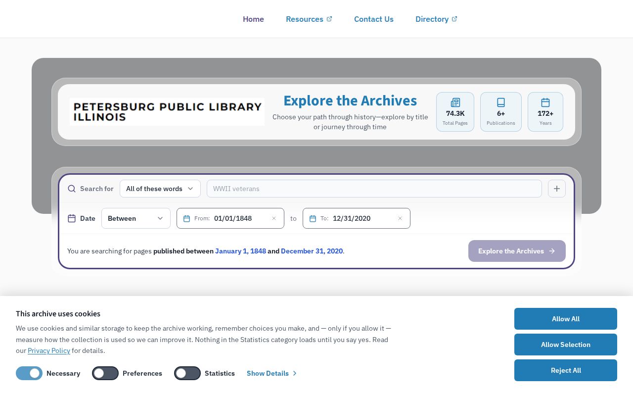 Petersburg Public Library historical newspaper archive landing page