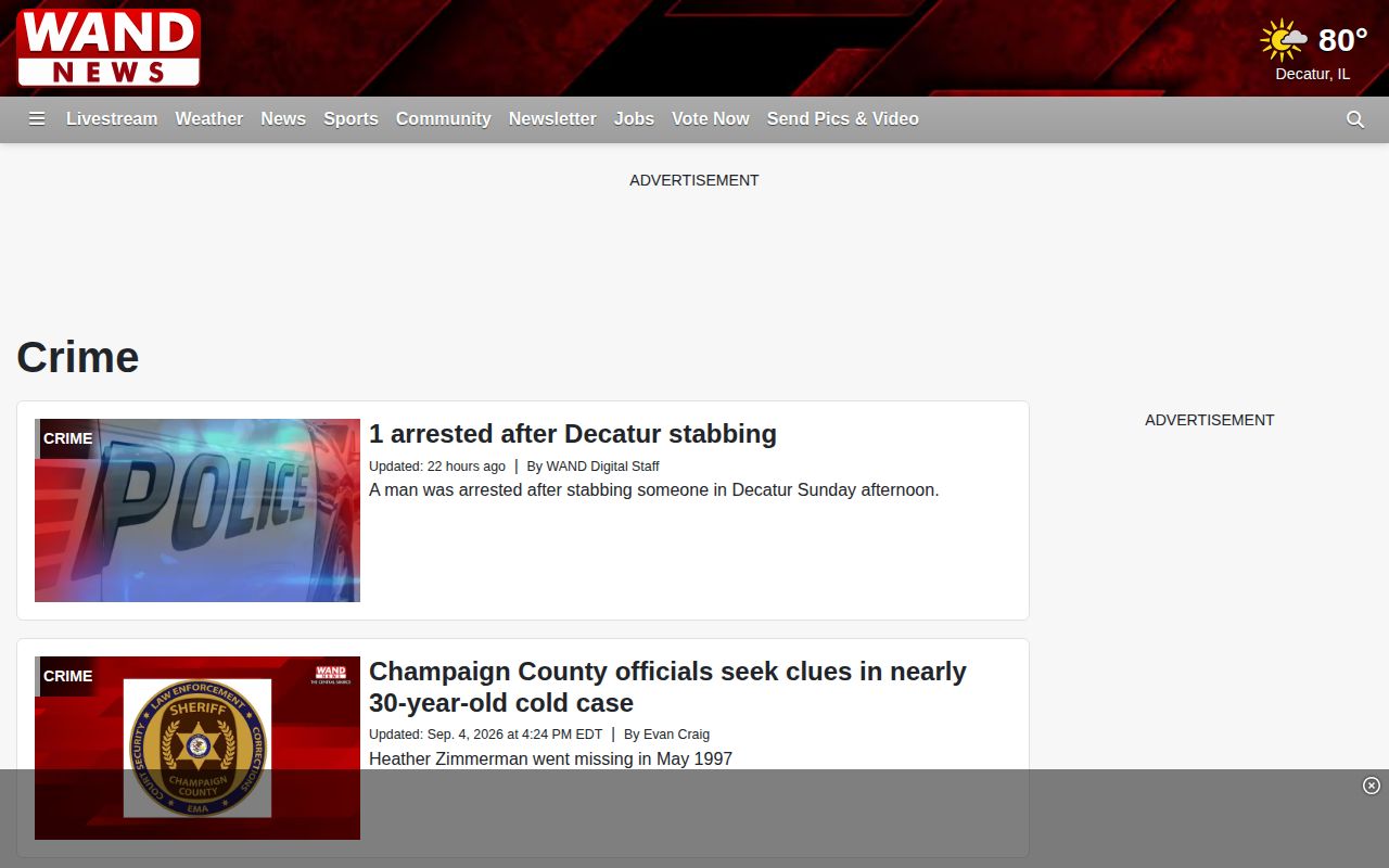 WAND regional crime news section